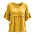 thumbnail image 4 of Summer Sales Womens Summer Tops Stylish Fringe Decor Crew Neck Short Sleeve Casual Blouse Oversized Tshirts for Women Under 12$, 4 of 4