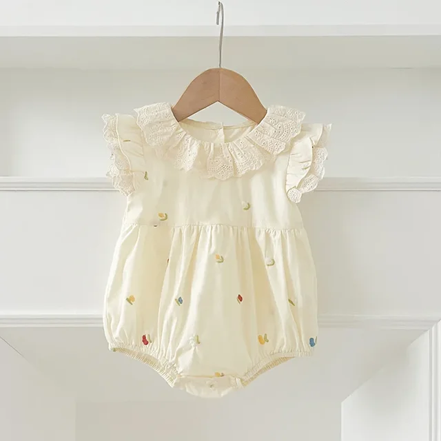 Trajes de hermana, vestido de princesa de verano para niña, vestidos florales bordados para niño, mono bonito con mangas voladoras para bebé, ropa para chico