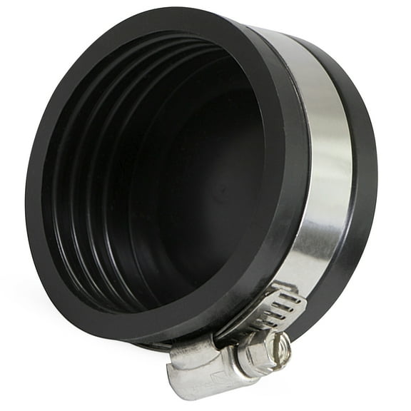 Flexible PVC Pipe Cap with Stainless Steel Clamps, 2.4" Inner diameter for 2" Nominal Pipe, Black
