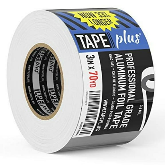 TapePlus Aluminum Foil Tape - Heat-Resistant HVAC Tape - Waterproof Weather Barrier - High-Temp Thermal Seal - 3 in x 210 ft, Silver