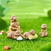 MUSEYA 8pcs Miniature Animal Statue Light Brown Resin Tiny Figurines Table Decorations for Homeowners