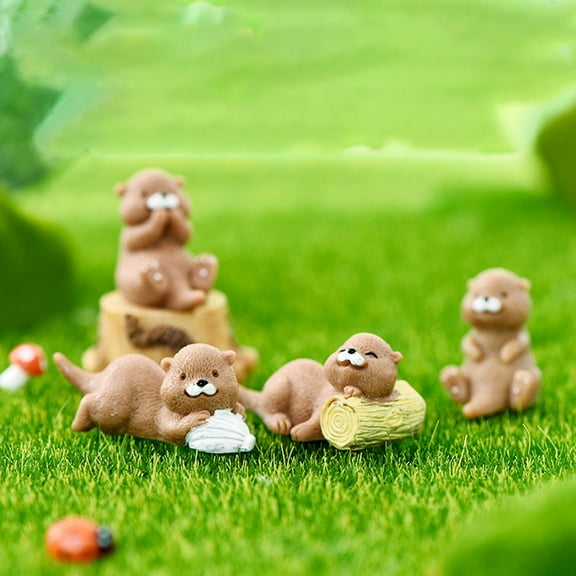 MUSEYA 8pcs Miniature Animal Statue Light Brown Resin Tiny Figurines Table Decorations for Homeowners