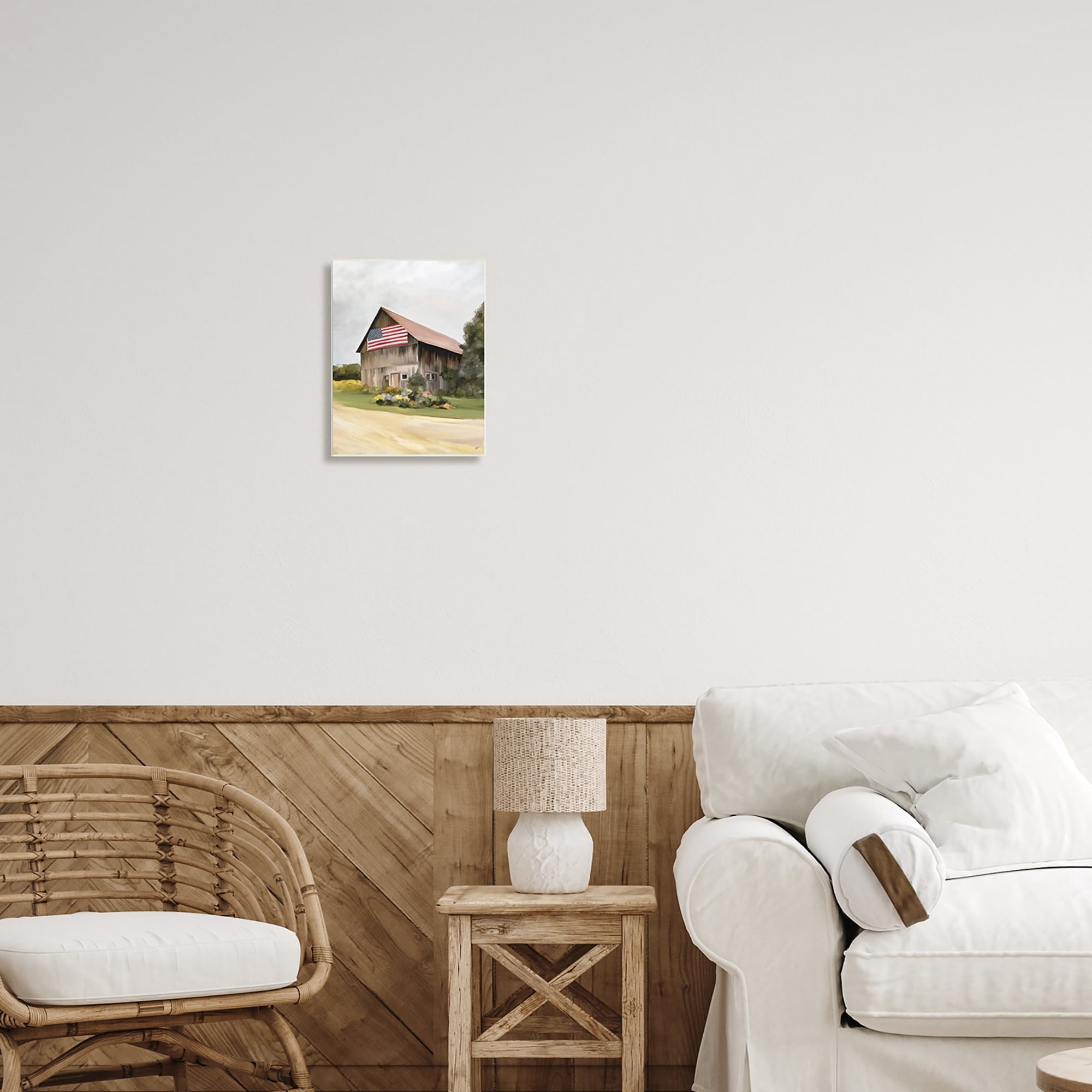 Stupell Industries Rural Americana Home Countryside Farm Flag Painting Painting Unframed Art Print Wall Art, Design by Amy Hall