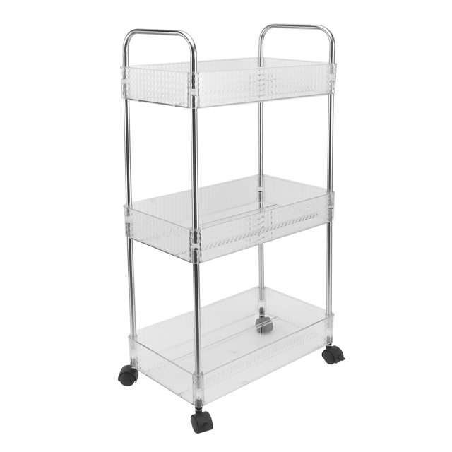 Slim Storage Cart, 3 Tier Kitchen Storage Rack, Multifunctional Mobile Shelving Unit For Bathroom Laundry Room Narrow Places, Storage Trolley For Kitchen, Office, Bathroom