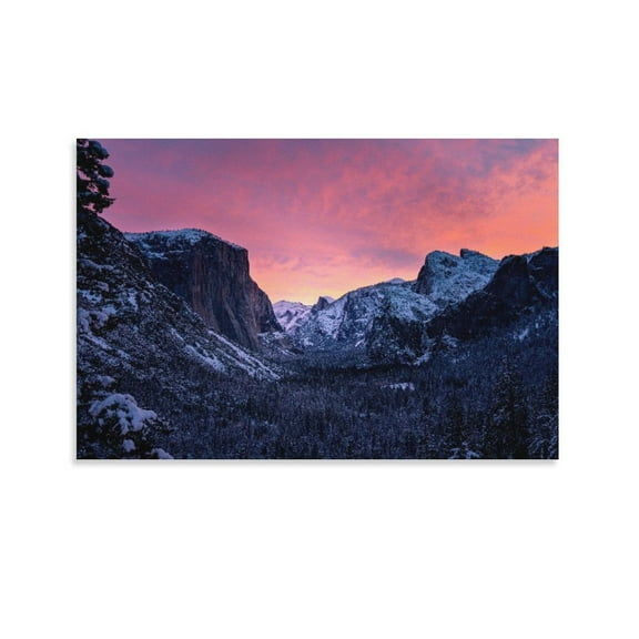 Yosemite National Park Sunset Poster Decorative Painting Canvas Wall Art Living Room Posters Bedroom Painting,Unframe-style,12x18inch(30x45cm)