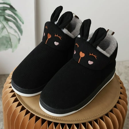 

TALKVE Women s Winter Cotton Shoes Thickened Velvet Cotton Slippers Cartoon Cute Rabbit Casual Cotton Shoes