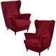 thumbnail image 1 of Nvzi juegos de fundas elásticas de terciopelo para sofá de orejas, color liso, protector de muebles suave con parte inferior elástica, color rojo vino, 1 of 4