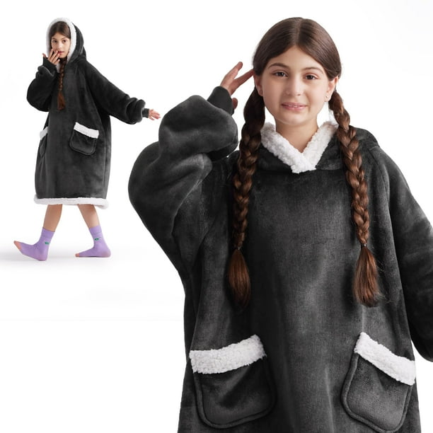 Sudadera con capucha Wearable Blanket Bedsure para adultos y niños