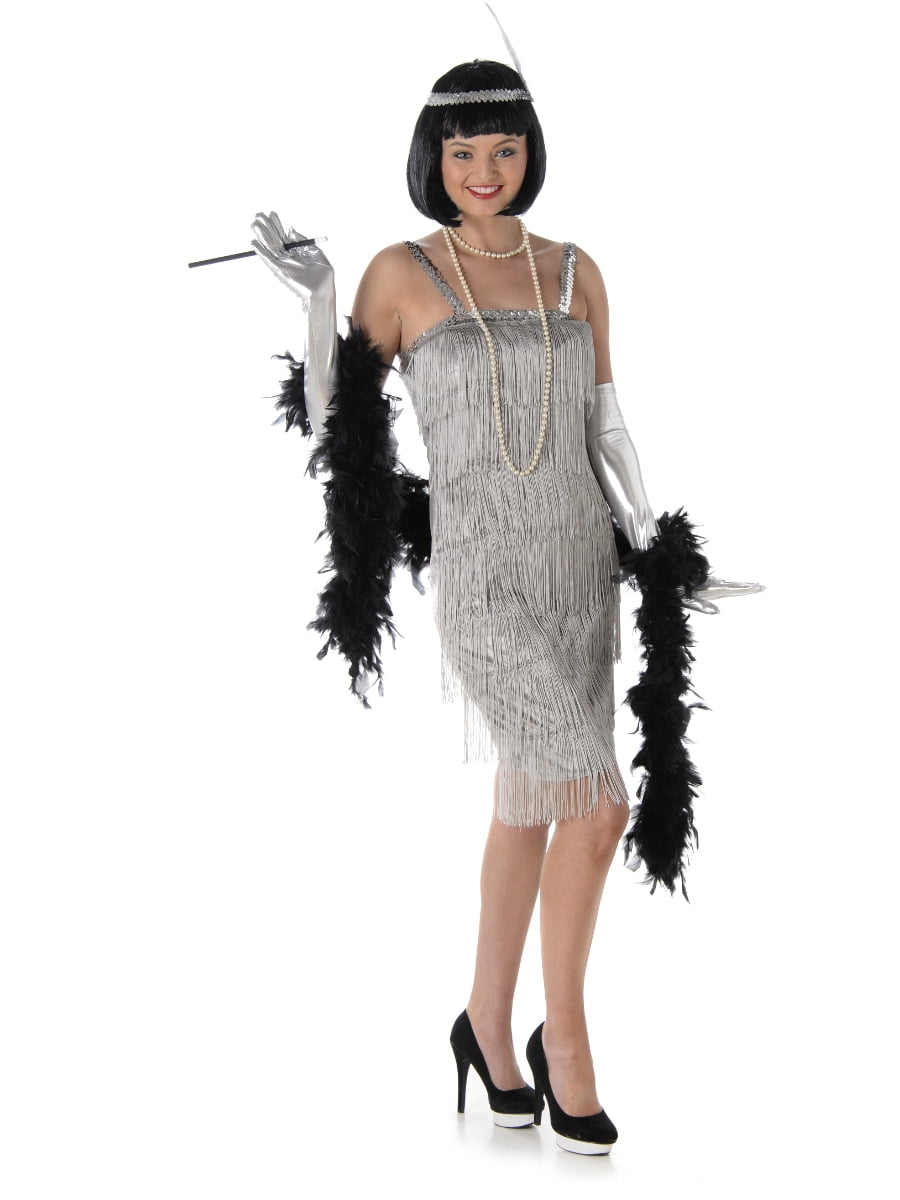 Roaring 20s 1920 Silver Flapper Dress Women's Costume - Walmart.com