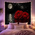 thumbnail image 2 of Red Roses on Dark Moonlit Water, Moody Gothic Illustration, Halloween Gift for Flower Lovers, Botanical Wall Art, Tapestry Wall Hanging for Bedroom and Living Room, 2 of 7