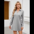 thumbnail image 4 of Vestido de Otoño 2025 para Mujer, Estilo Suéter Deportivo Informal, Holgado, de Larga y Cuello en V, de Color Liso. Gris M, 4 of 7