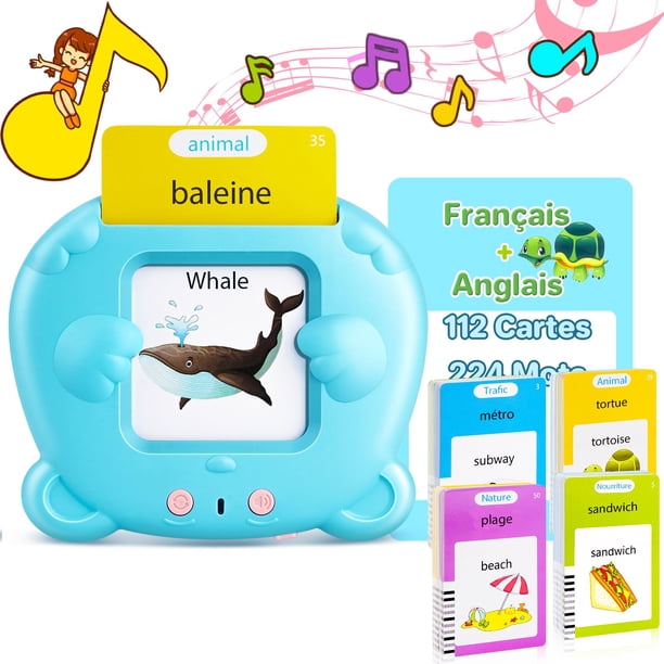 Tarjetas didácticas parlantes AHJ en francés e inglés para 1 a 6 años