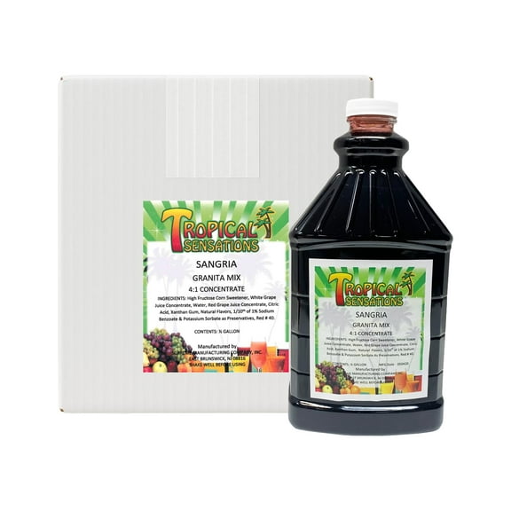 Slushie Mix, Tropical Sensations, 6 Bottles (64 oz each) (Red Sangria Flavoring) Non Alcohol