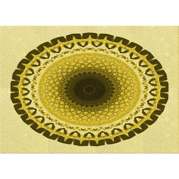 Ahgly Company Indoor Rectangle Patterned Dark Yellow Green Area Rugs, 5' x 8'