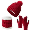 thumbnail image 2 of European And American Winter Knitted Warm Gloves Hats Scarves Three Piece Set with Thick Velvet And Hat, 2 of 3