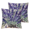 thumbnail image 2 of Acheng Lavender Flower Decorative Throw Pillow Covers, Spring Time Vibes Purple Floral Mason Jar Outdoor Pillowcase, Hope Spring Eternal Bloom Gather Stripes Cushion Case Home Decor,2 Pcs White, 2 of 6