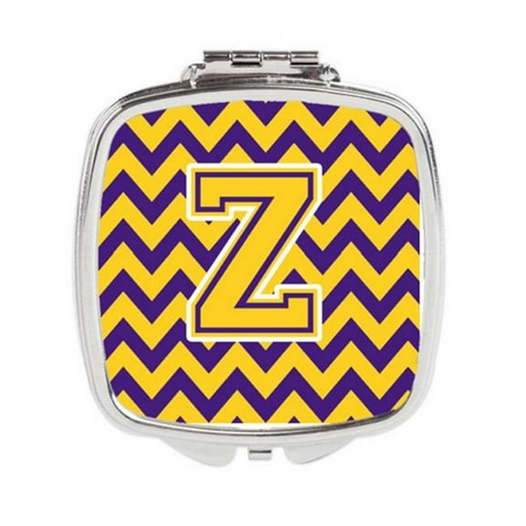 Carolines Treasures  Letter Z Chevron Purple & Gold Compact Mirror - 3 x 0.3 x 2.75 in.