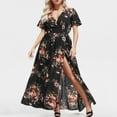 thumbnail image 2 of Ketyyh-chn99 Robes d'Invitée de Mariage pour Femmes 2024 Robe Mini Robe de Fête Robe maxi à Imprimé Floral à Manches Courtes Noir,5TG, 2 of 5
