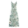 thumbnail image 5 of Abomasnow Women's Summer Bohemian Flowy Maxi Dresses Casual Loose Fit Spaghetti Strap Sleeveless Floral Printed V Neck Tank Dress Beach Vacation Sundress with Pockets, 5 of 5