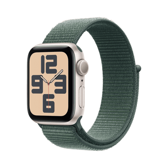Open Box - Apple Watch SE (GPS) 40mm Starlight Aluminum Case – Lake Green Sport Loop, Smartwatch with Fitness Tracking & Heart Rate Monitor