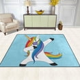 thumbnail image 3 of SKYSONIC Lightweight Soft Area Rugs Dabbing Unicorn On Blue Floor Mat for Kids Playing Room Hardwood Floor Living Room 80x58 inchNursery Rugs, 3 of 6