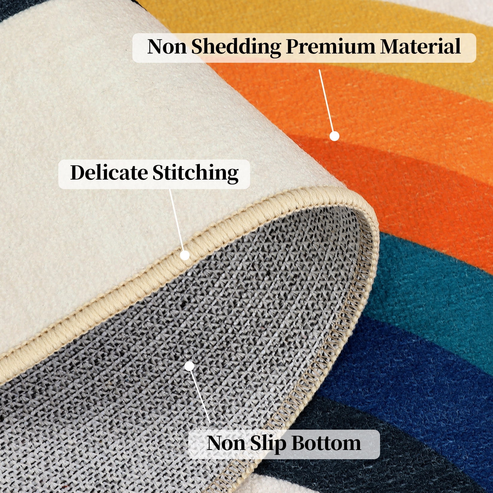 GlowSol 9' x 12' Large Washable Area Rugs for Living Room Bedroom Modern Geometric Rug Non Slip Low Pile Carpet, Blue Orange