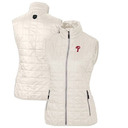 Women s Cutter & Buck Cream Philadelphia Phillies Rainier PrimaLoft Eco Full-Zip Puffer Vest