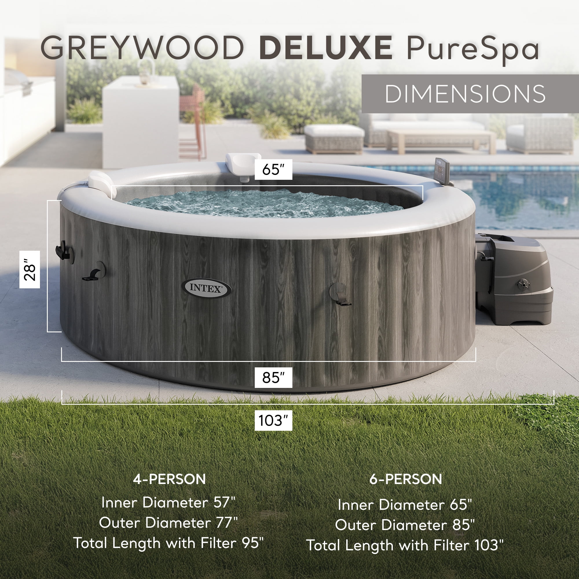 Intex PureSpa Plus Inflatable Bubble Jet Spa & Replacement Filters (8 Pack)