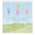 thumbnail image 2 of Ambesonne Hot Air Balloon Shower Curtain, Trees Mountains Art, 69"Wx75"L, Soft Blue Pastel Green, 2 of 4