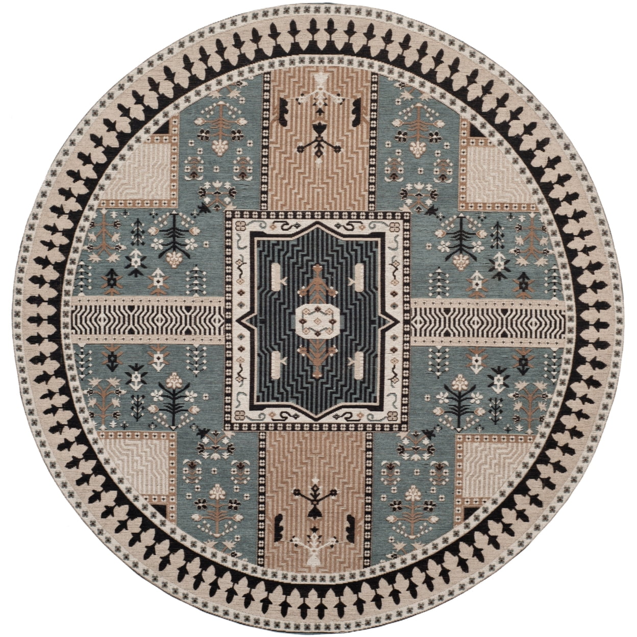 SAFAVIEH Classic Vintage Seanna Geometric Area Rug, Slate/Beige, 4' x 6'