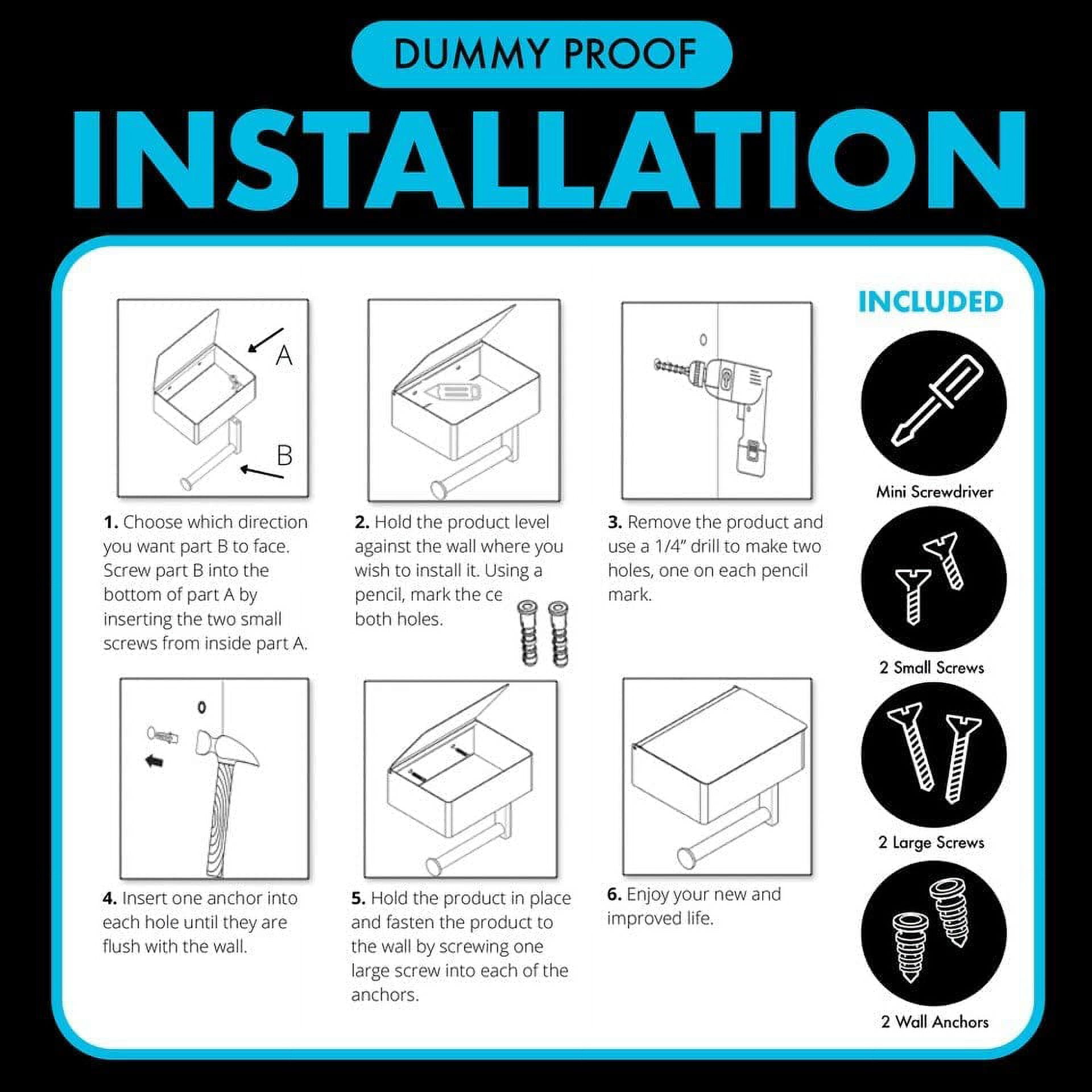 DUDE Wipes Stash Box - Flushable Wipes Dispenser - Toilet Paper and Flushable Wipes XL Wall Mounted Holder