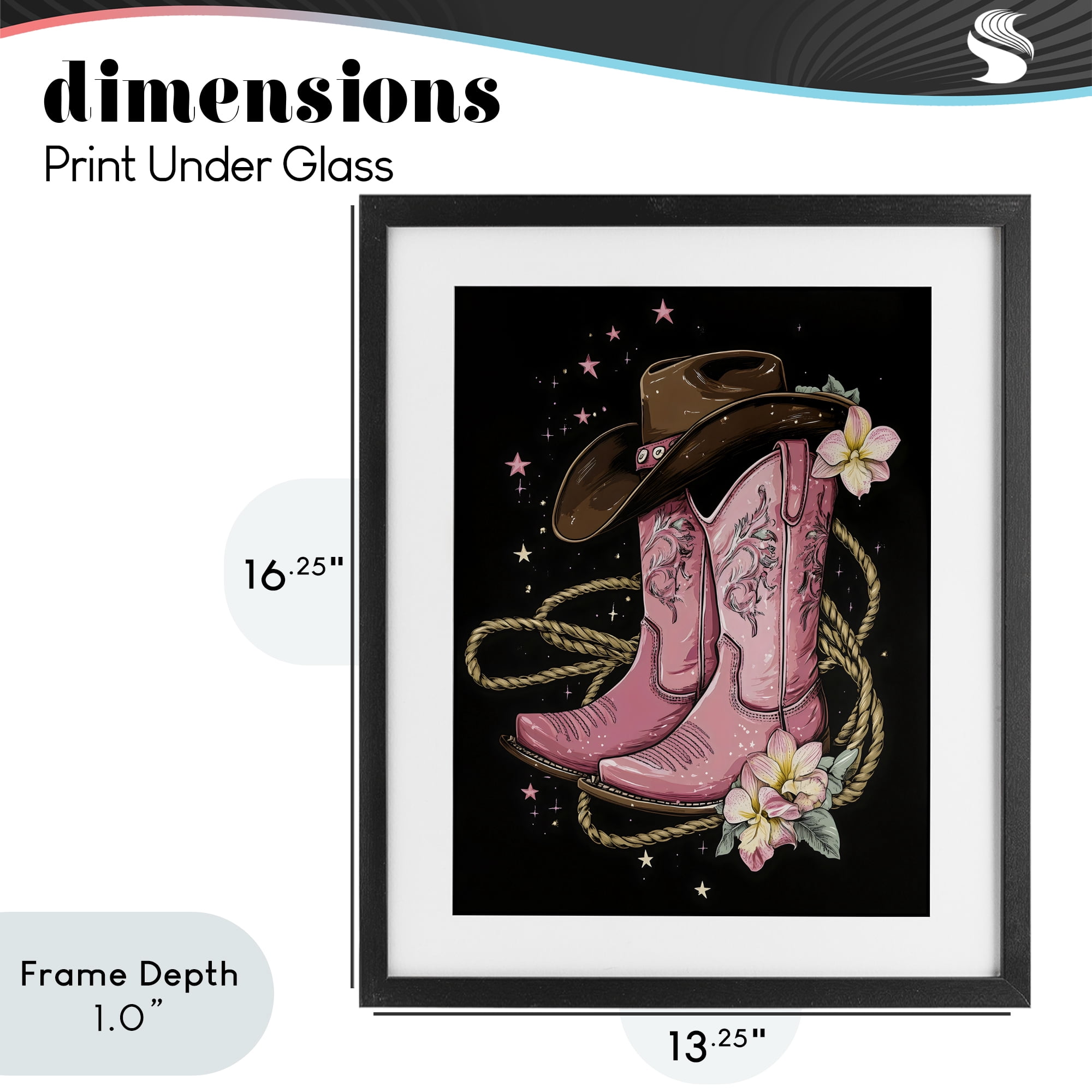 Stupell Industries Western Chic Pink Boots Black Framed Print Under Glass, design by Creative Studio