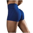 thumbnail image 3 of QLEICOM Womens Athletic Shorts, Plus Size Shorts, Stretch Yoga Leggings Fitness Running Gym Sports Short Active Pants Yoga Shorts, Running Shorts, Comfy Beach Shorts, Cycling Shorts Blue M, 3 of 4
