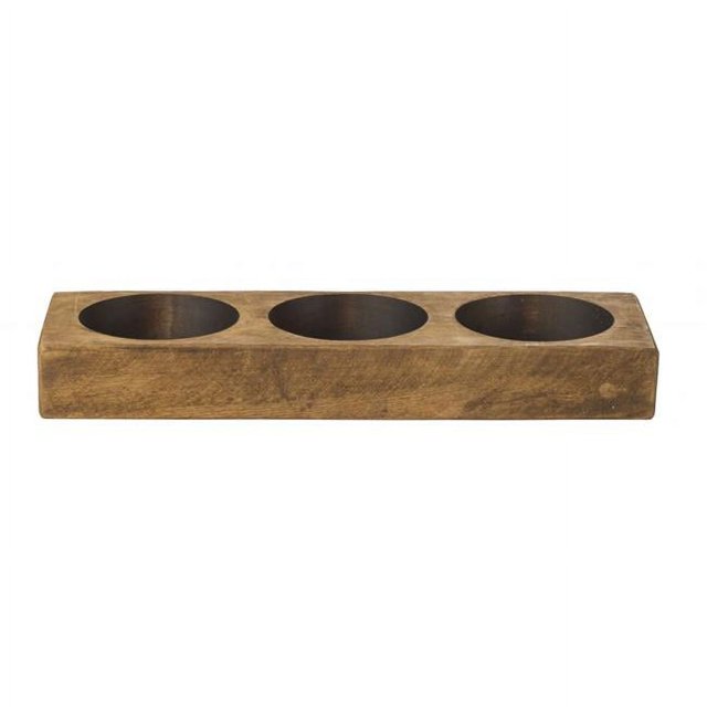 HomeRoots 416267 Distressed Maple Stain 3 Hole Cheese Mold Candle Holder, Pecan