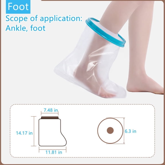Waterproof Foot Cast Shower Cover with Non-Slip Bottom - Reusable Watertight Protector for Surgery, Wounds & Burns