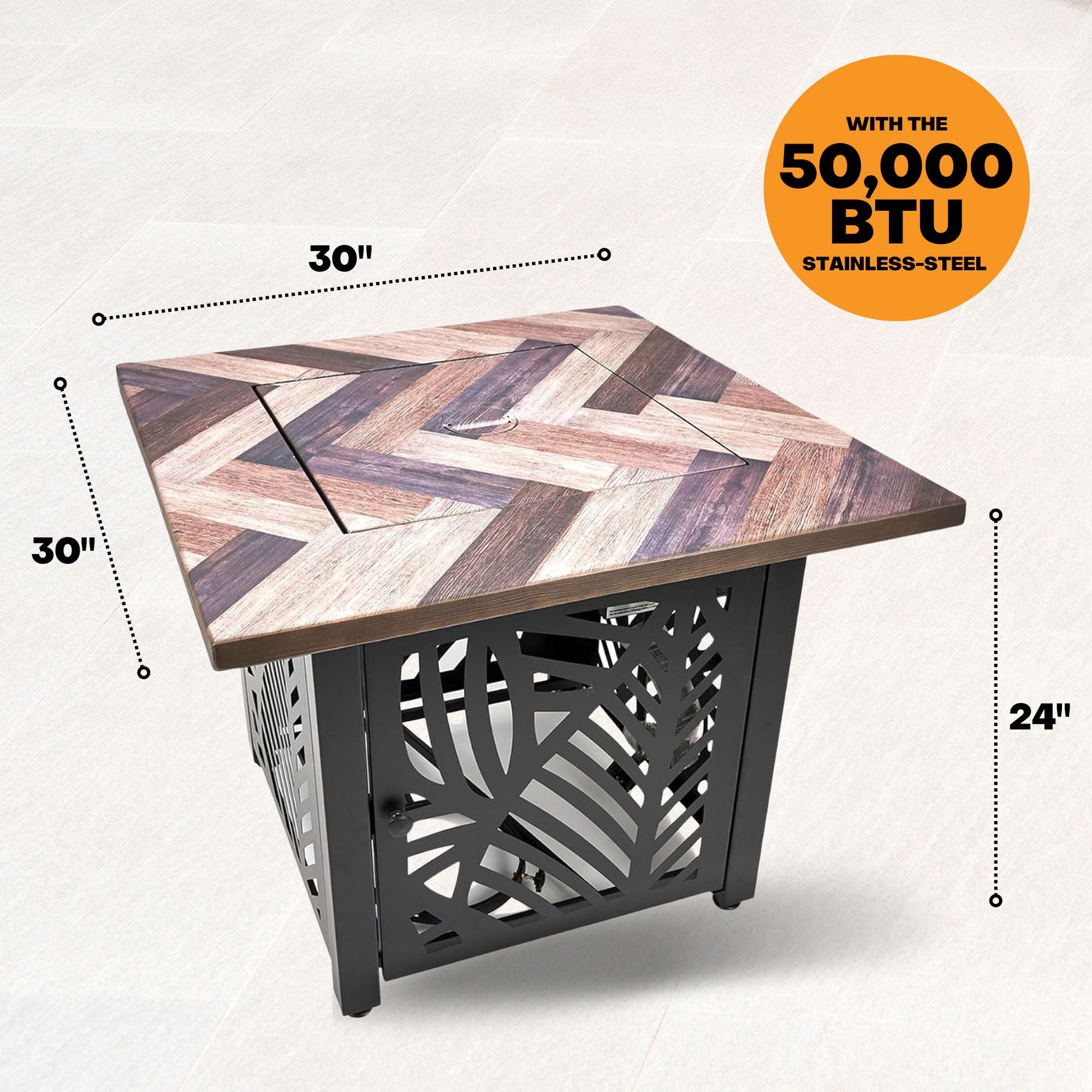 Endless Summer Darby 30" Square Outdoor UV Printed LP Gas Fire Pit​ Table