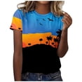 thumbnail image 1 of Blusas de Manga Corta para las Mujeres Imprimir Cuello Redondo, Camiseta Casual para Primavera Verano Diario, 1 of 4