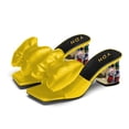 thumbnail image 4 of YDN Women's Bows Open Toe Slides Sandals Rhinestone Block Low Heeled Slip On Mules Casual Shopping Shoes Size 9.5 Yellow, 4 of 4