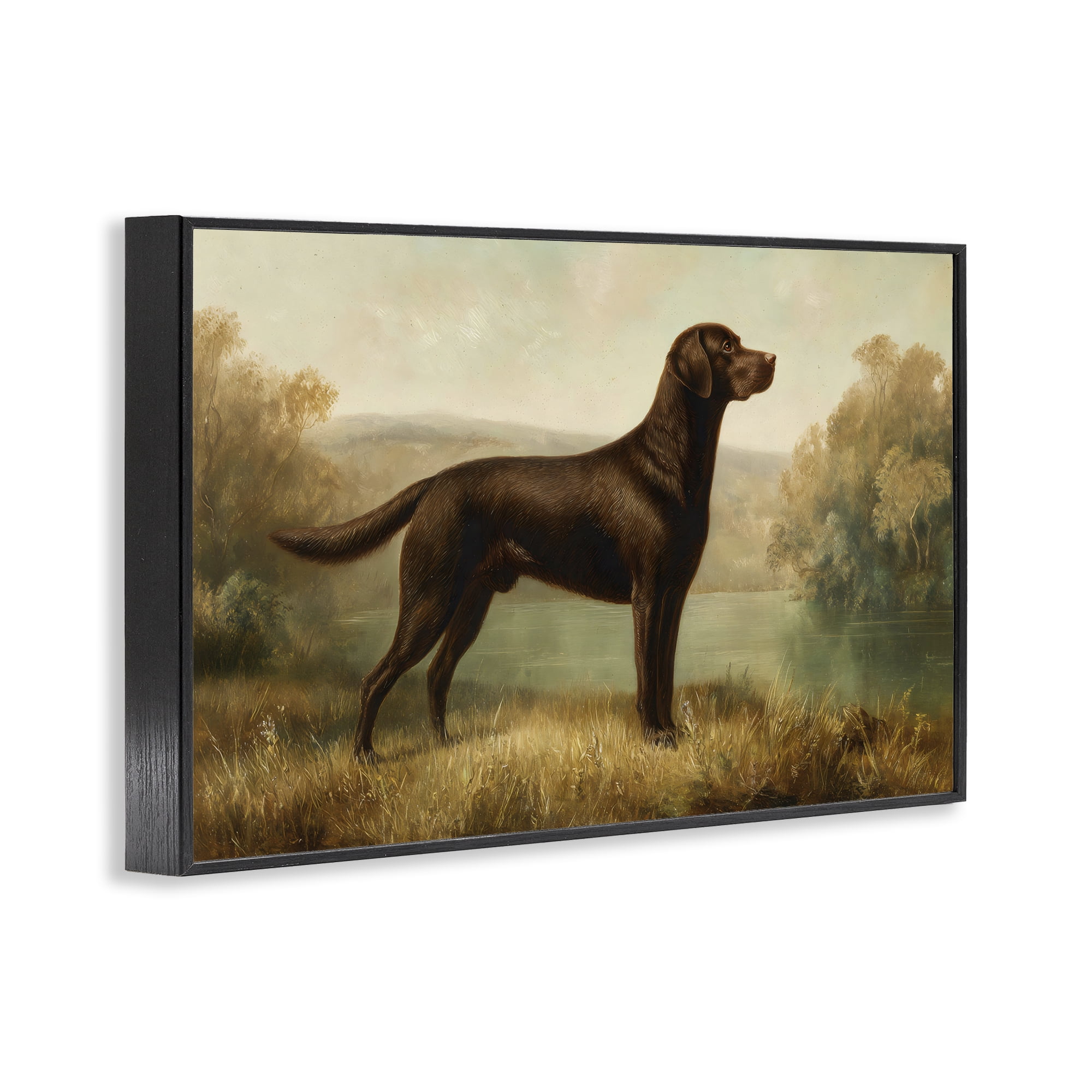 Stupell Industries Chocolate Brown Labrador Black Framed Giclee Art, design by Petal Prints Design