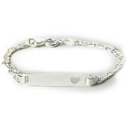 Sterling Silver Baby ID Bracelet with Heart, 6 Marina Chain