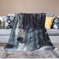 thumbnail image 6 of Wolf with Blue Eyes Throw Blanket for Winter Bedding Couch And Gift 60"x80" Wild Grey Wolf Blue Eyes Adventure Throw Blanket Ultra Soft Warm Fleece Blanket Flannel Blanket for Living Room, 6 of 8