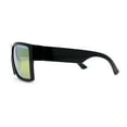 thumbnail image 3 of Mens Flat Top Sport Rectangle Horn Rim Sunglasses Shiny Black Orange Mirror, 3 of 4