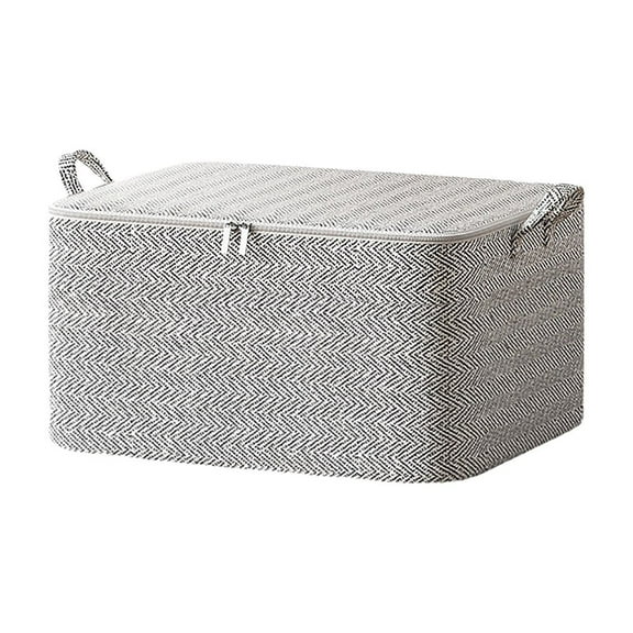 2 Pcs Non-Woven Fabric Storage Box Square Storage Box with Zipper Gray Fishbone Storage Bin with Lid Foldable Clothes Quilt Organizer for Cabinet Bedroom Indoor