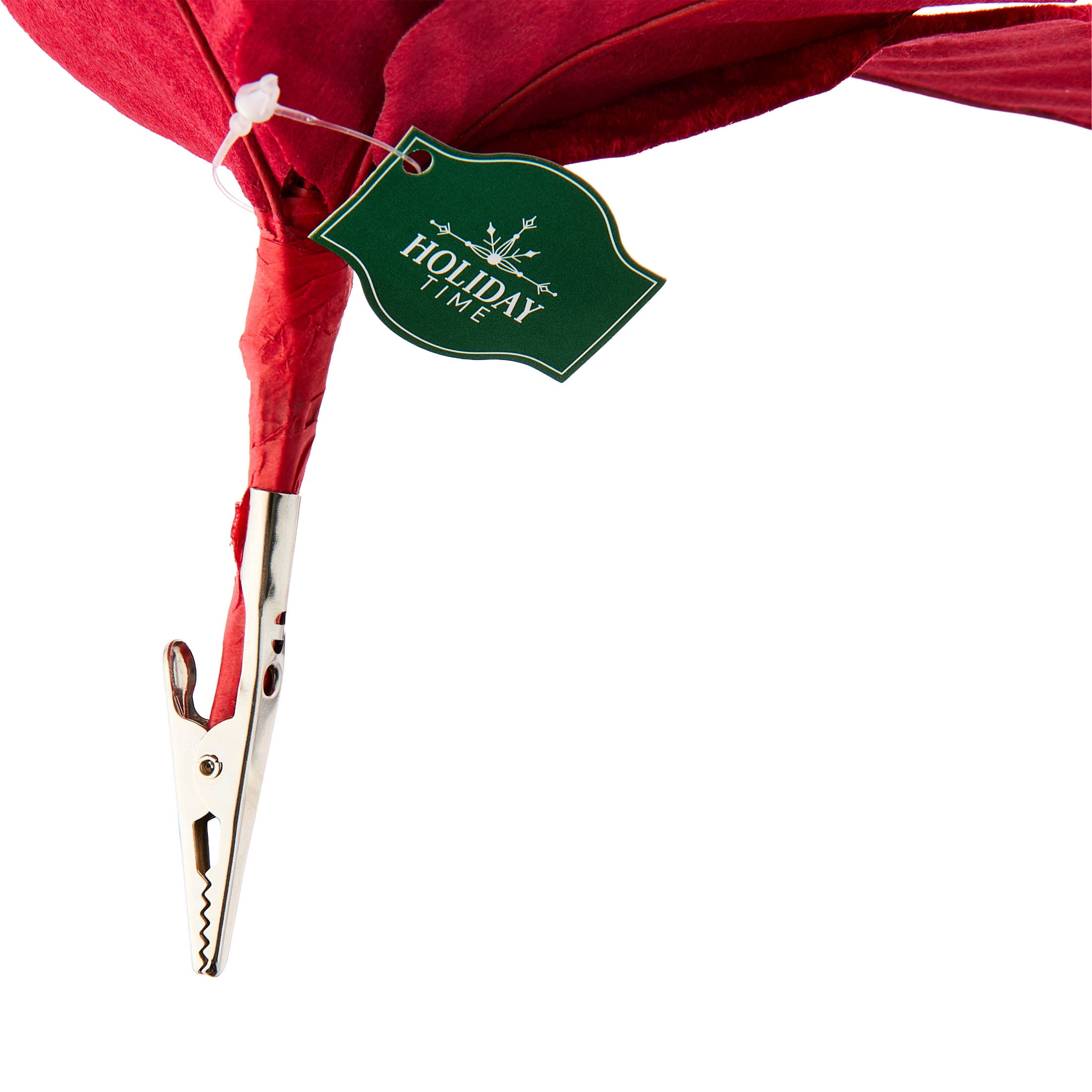 Red Glitter Poinsettia Christmas Clip Ornament, 5.5", by Holiday Time