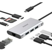 USB C HUB HDMI Adapter, KUKIY 8 in 1 USB Type C Thunderbolt 3 Docking Station with Gigabit Ethernet, 100W PD Charging,