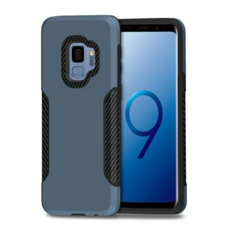 Metallic Silver Aluminum Case (For Samsung Galaxy S9 Case, Dual Layer Metallic Shock Proof Protection Cover Case with Carbon Fiber Design)