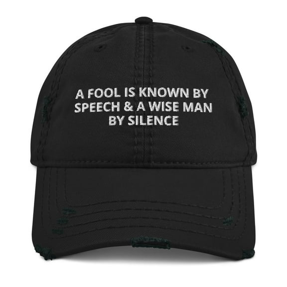 Wisdom in Silence Distressed Dad Hat (Black)