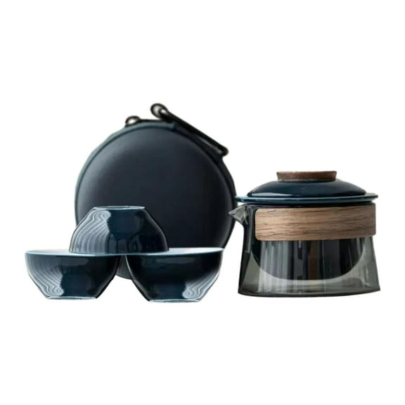 TISHITA Travel Tea Set Chinese Tea Set 1 Pot 3 Mini Cups Teapot and Cup Set Teaware for Thanksgiving Climbing Hiking Outdoor Activity C