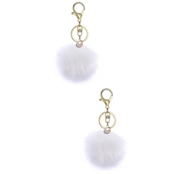 2 Pieces Pom Keychain for Handbag Fluffy Ball Miss