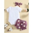 thumbnail image 3 of ZAXARRA 3 Pcs Tenues Décontractées pour Nouveau-Né, Body à Manches Courtes Col Rond Imprimé Lettre + Short Imprimé Baseball + Bandeau Nœud, 3 of 9